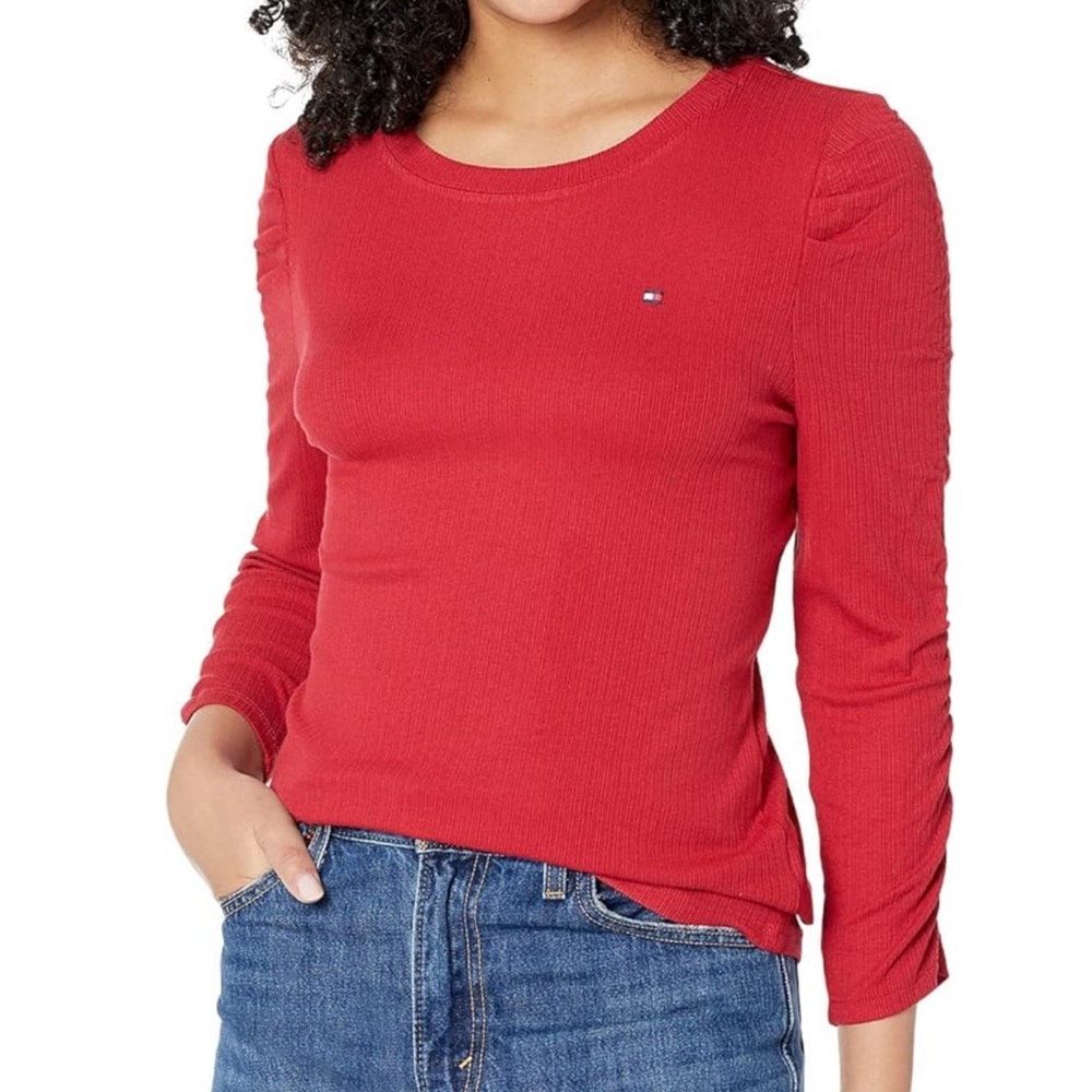 🇺🇸 Tommy Hilfiger 3/4 Ruched Sleeve Tee 🇺🇸